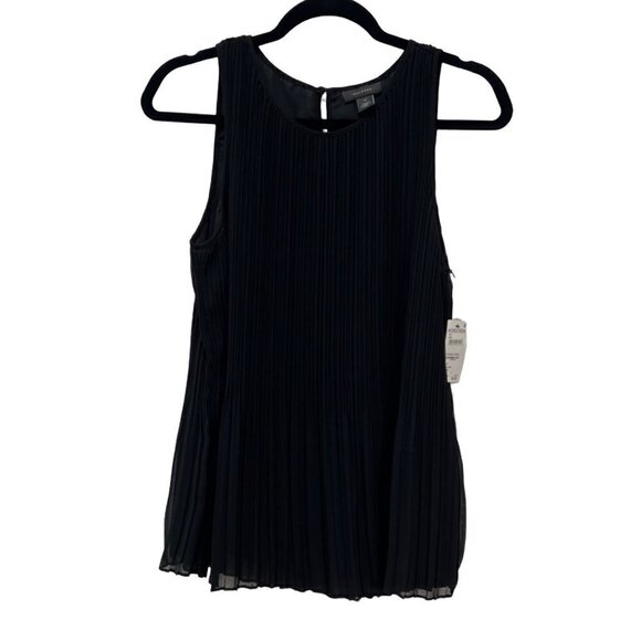 NWT Halogen Size XS Sleeveless Pleated Georgette Top Black MSRP $59 - Picture 2 of 10